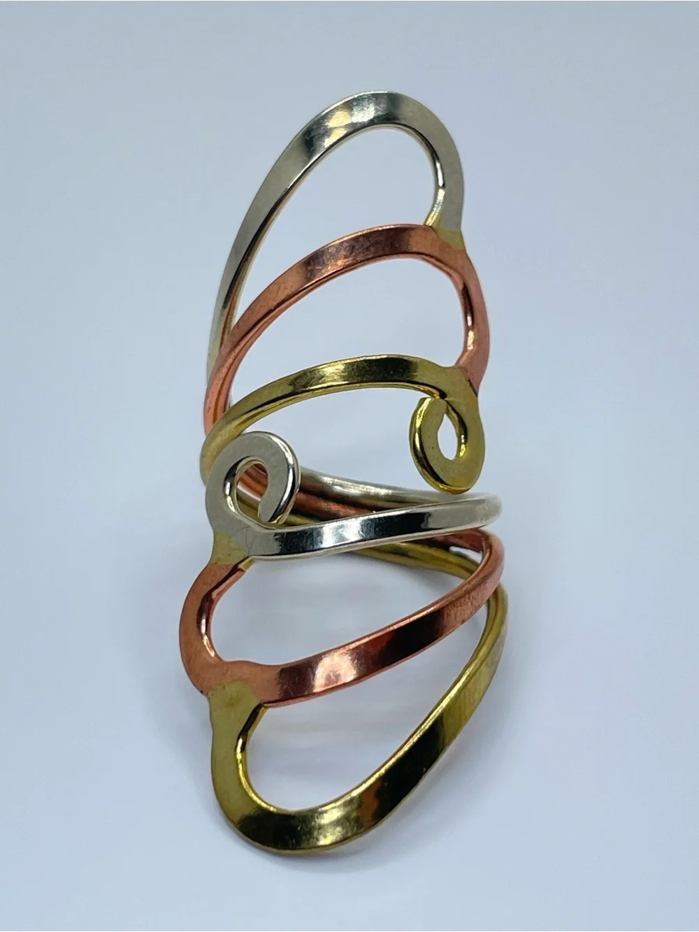 Vintage Taxco Mexico Mixed Metal Silver Gold Copper Ring Boho Southwestern 5.5